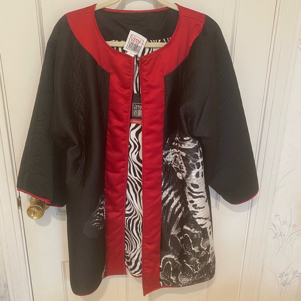 Very Vollbrach  Reversible  Quilted Jacket Leopard Zebra L. NWT